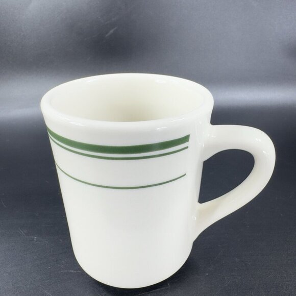 TUXTON 9oz Ceramic Restaurant Grade Diner Coffee Cup Mug Green Stripes Set 3 VTG - Picture 13 of 16